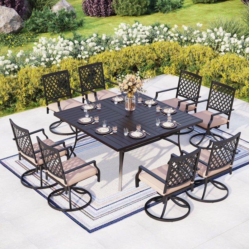 Lark Manor Ballarat 8 Person Square Outdoor Dining Set with Cushions & Reviews Wayfair